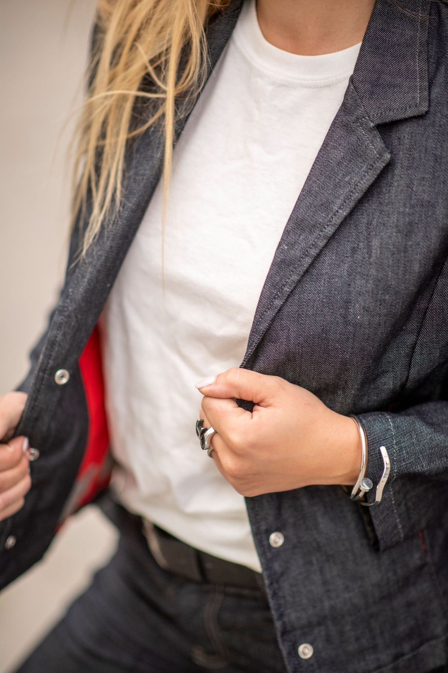Veste blazer en jean. Made in Vosges.